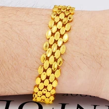 

15mm Wide Wristband Chain Bracelet Men Women Jewelry Yellow Gold Color Classic Gift