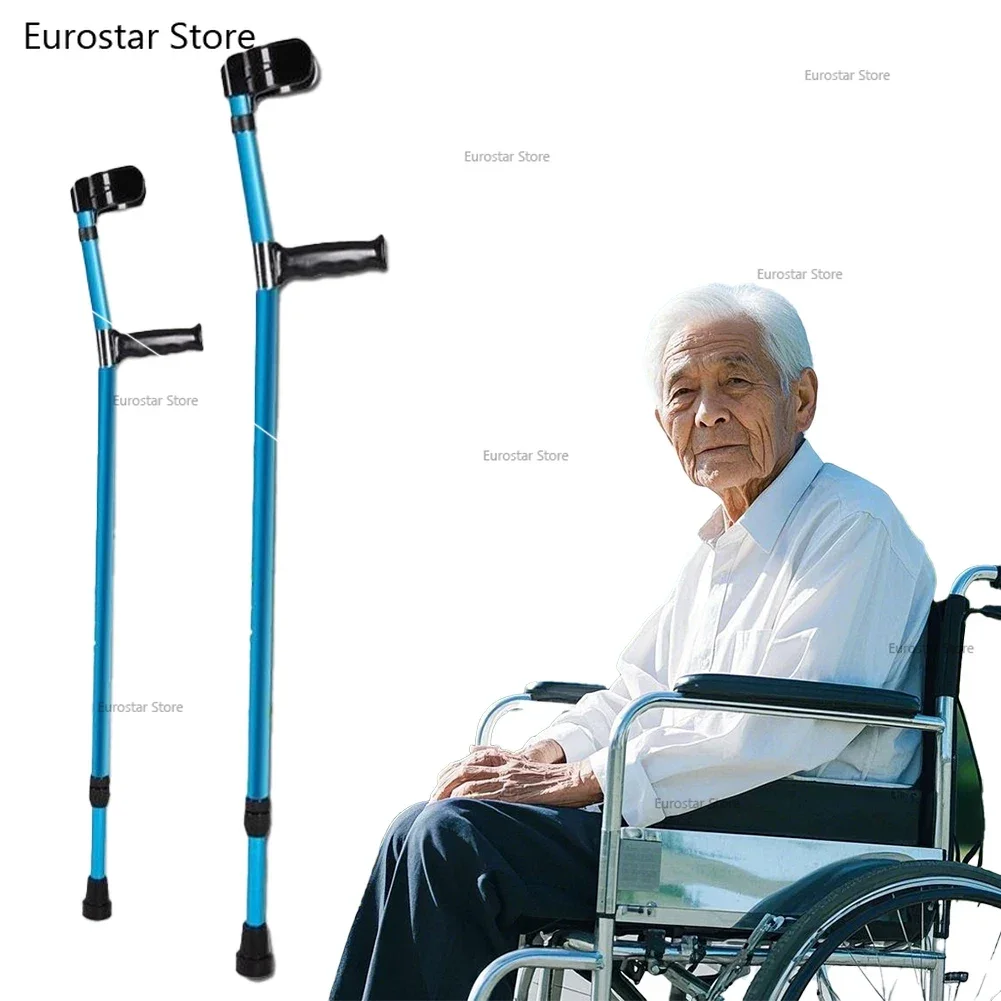 Aluminum Alloy Detachable Foldable Elbow Crutches Elderly Disabled Walking Stick Mobility Aid Adjustable Lightweight Crutches