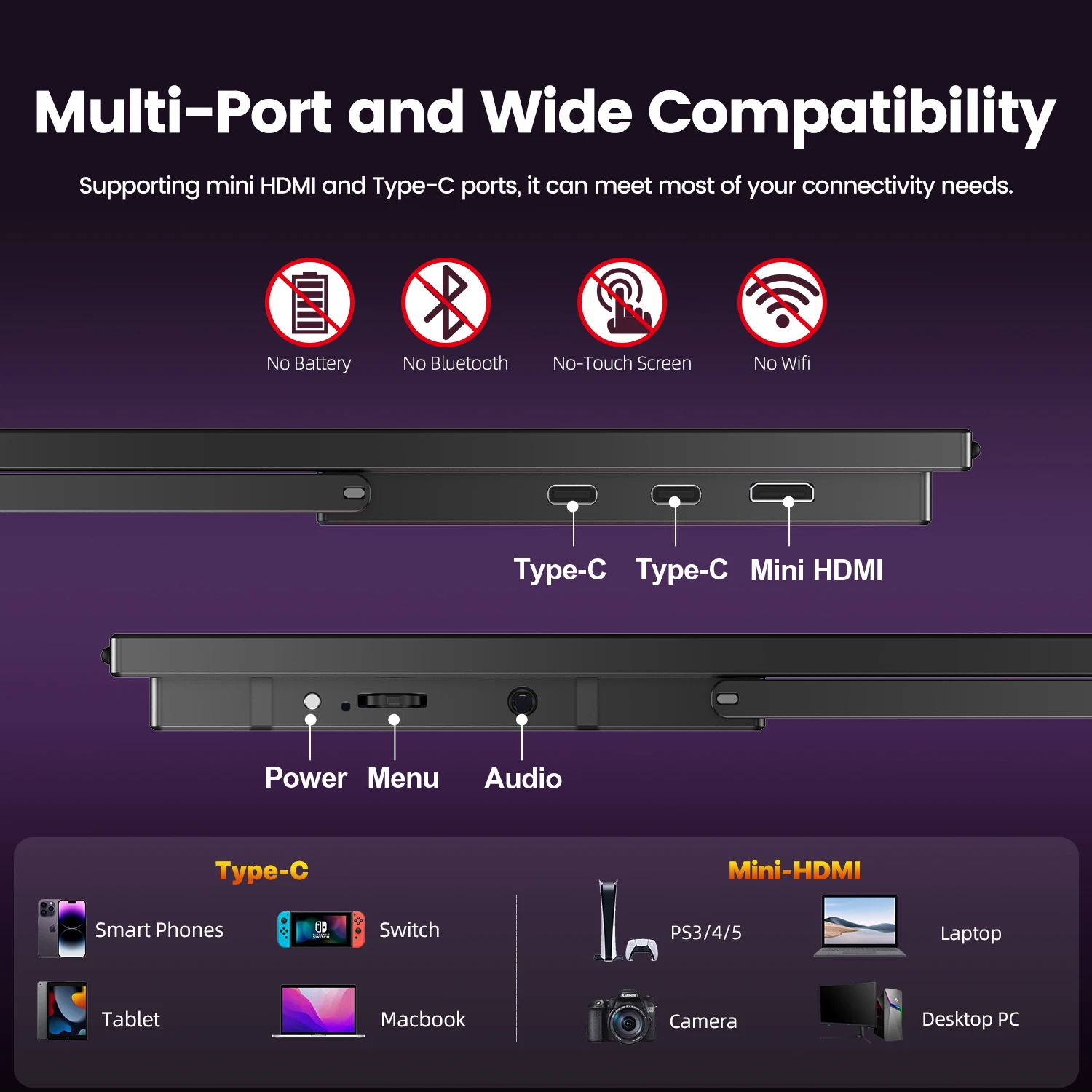 UPERFECT 18.5인치 120Hz 휴대용 모니터, 100% sRGB 1080P FreeSync IPS 패널, 스피커, USB C, 미니 HDMI, 스마트폰, PS5, Xbox, Switch, PC용 게이