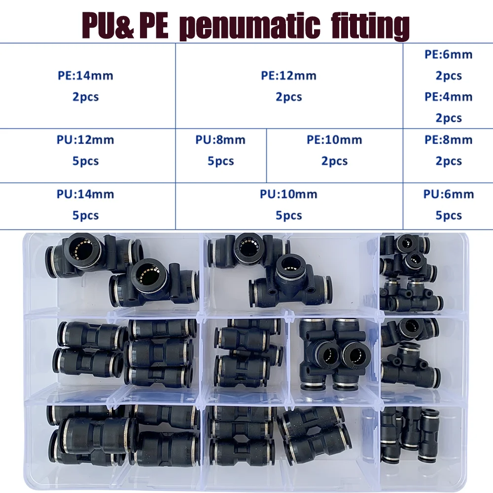 

37 Air Straight Pneumatic Fittings PU Water Pipes Quick Release Connector PU PE 4mm/6mm/8mm/10mm/12mm/14mmPlastic Hose Couplings