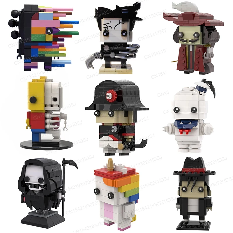 Фигурки героев мультфильма MOC, персонажи супергероев, кирпичные головки, строительные блоки, Аниме фигурки, игрушки, подарок на день рождения