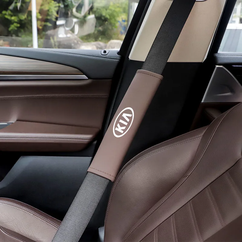 Car Seat Belt Protective Cover Leather Sewing Shoulder Pad For KIA Ceed