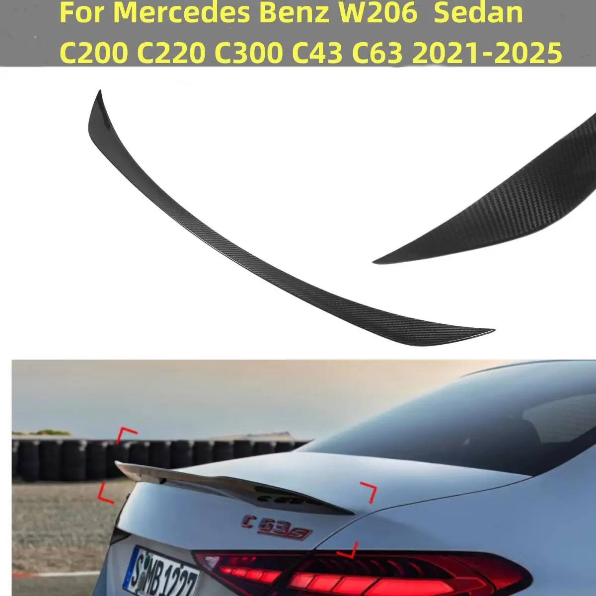 RealCarbonFiberCarSpoilerForMercedesBenzW206SedanC200C220