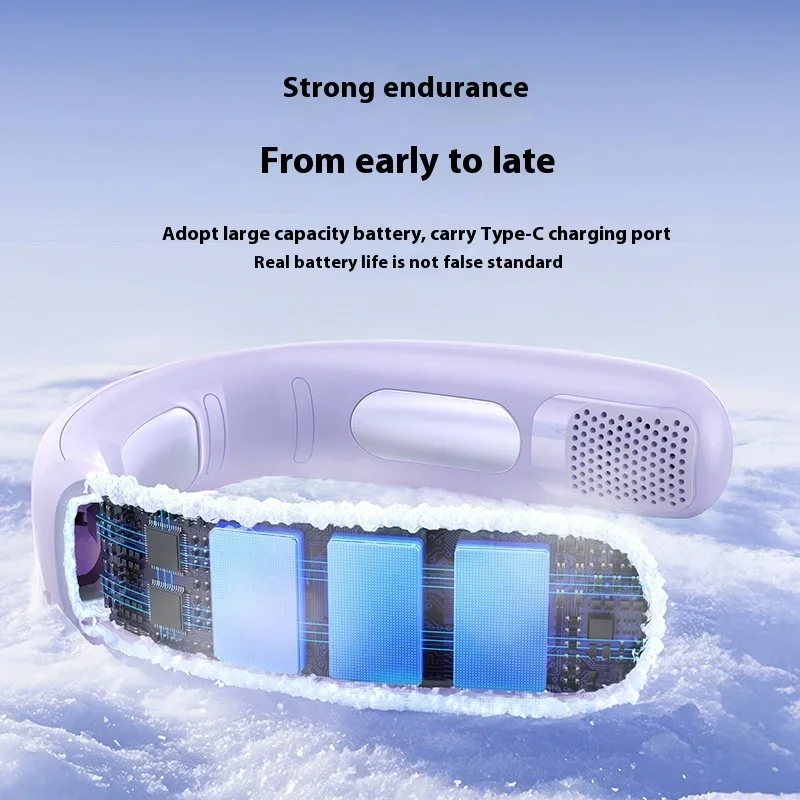 Newest Portable Battery Rechargeable Camp Hands Free Neck Fan Mini Wearable Hanging Neck Cooling Fan for Outdoor Motion Travel