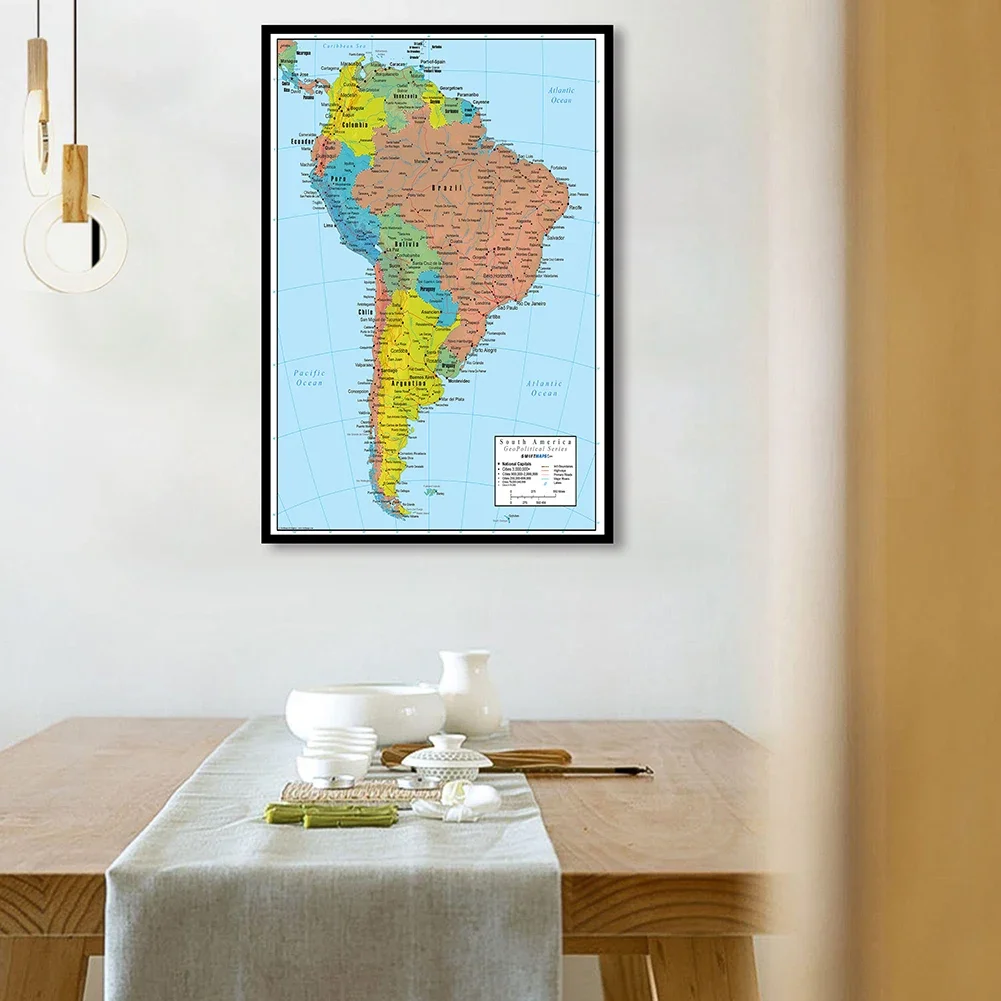 The South America Political Map Wall Art Poster Spray Canvas Painting Travel School Supplies Living Room Home Decor 42*59cm world map poster