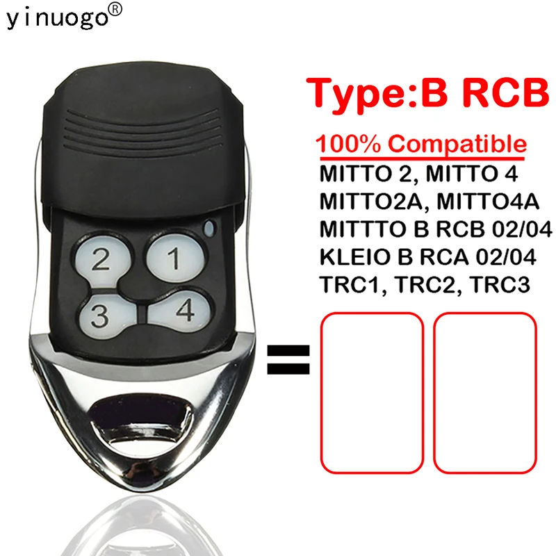 

MITTO 2 4 MITTO2M MITTO4M MITTO B RCB RCA 02 04 TRC1 TRC2 TRC3 Garage Door Remote Control 433.92MHz Rolling Code Garage Opener