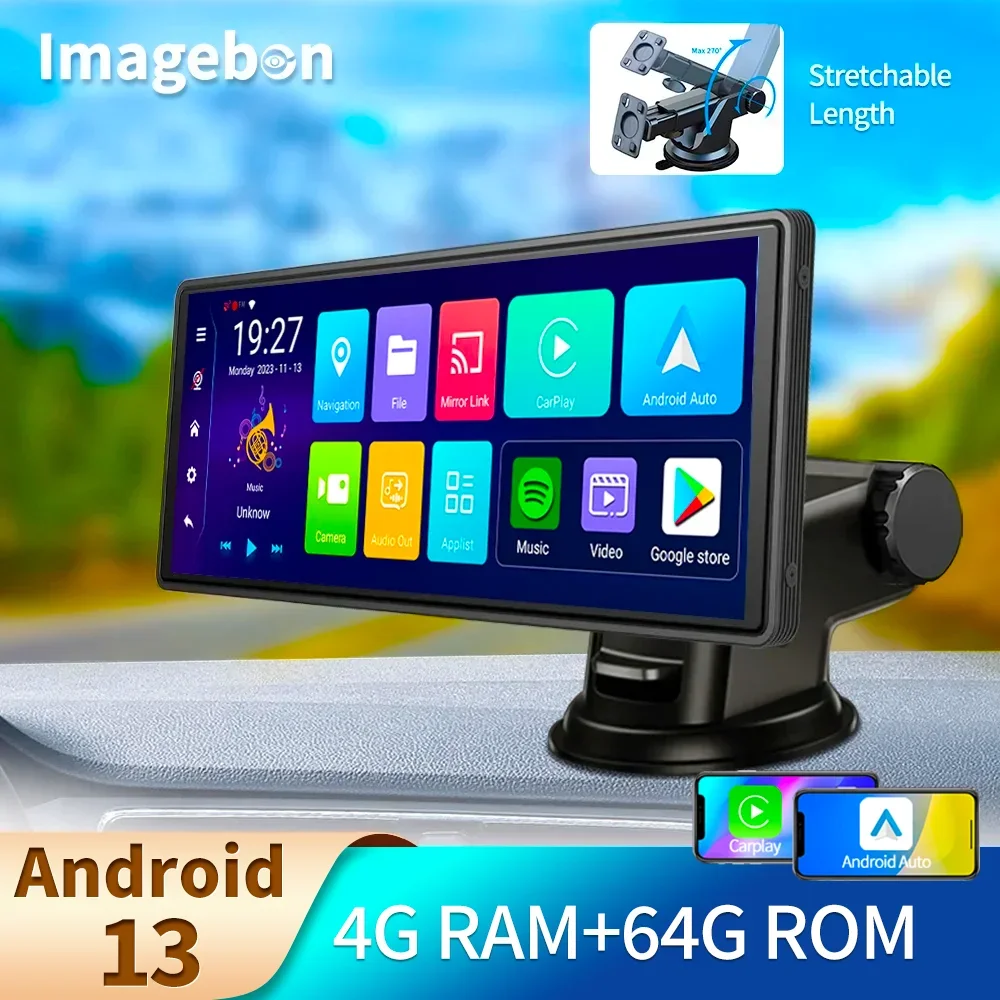 Imagebon 차량용 DVR 백미러 5.1, 블루투스 전화 통화, 10.26 인치 E64 대시 캠, 안드로이드 13, 5G 와이파이, 8 코어, GPS, FM, Aux U 디스크