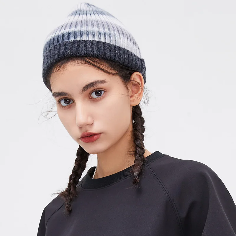 New Ski Hats for Women Men Knitted Tie-Dye Sports Riding Skiing Hats Winter Warm Outdoor Mountaineering Windproof Snow Caps