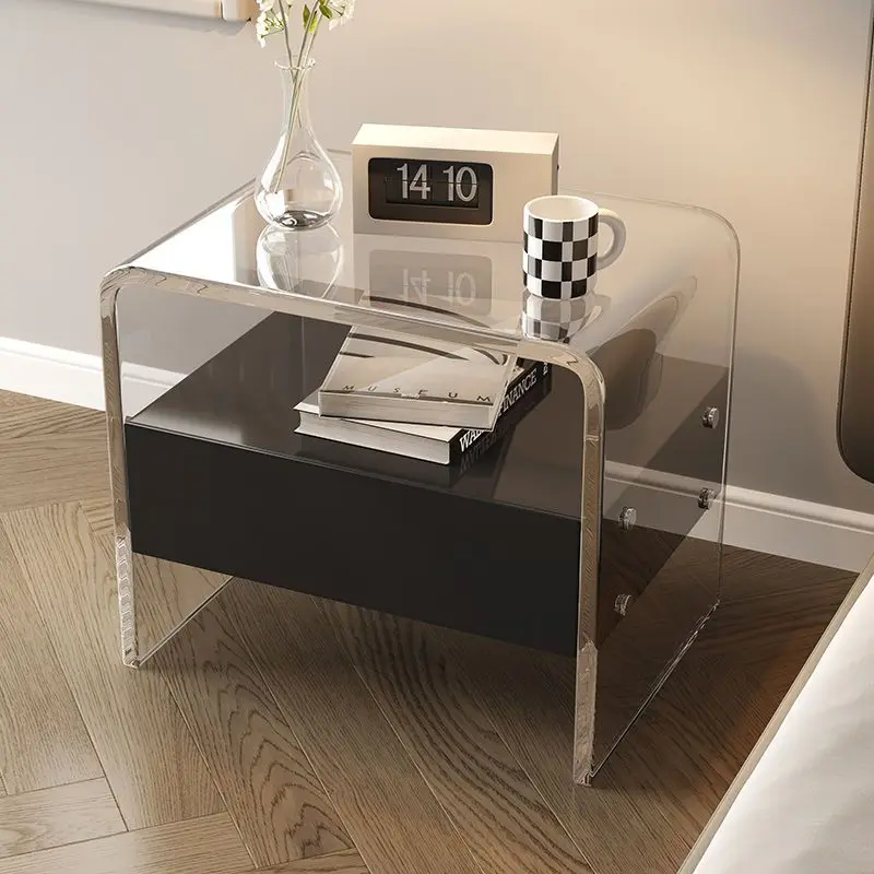 

Unique Luxury Bedside Table Bedroom Office Items Hotel Acrylic Filing Cabinets Storage Industrial Mesa Auxiliar Modern Furniture