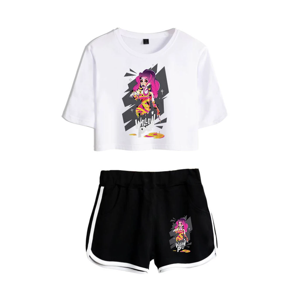 

Willow Pill Spider Enchantress Merch Fashion Two Piece Set Short Sleeve Crop Top Navel Tee+Shorts Women's Sets