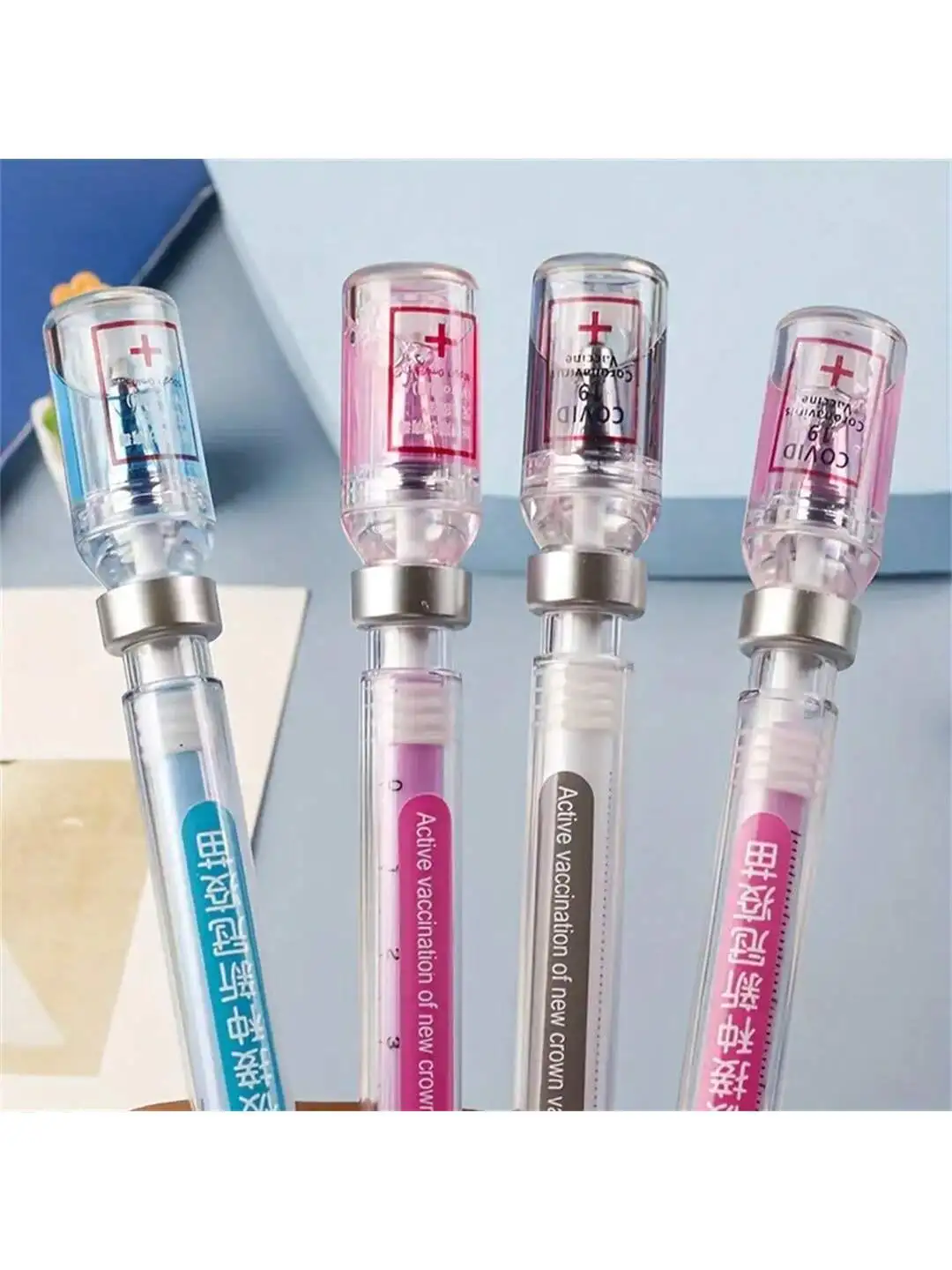 Creative Needle Vaccine Neutral Pen Water Injection Syringe Shaped Water Pen Decompression Injector Neutral Random 2pcs