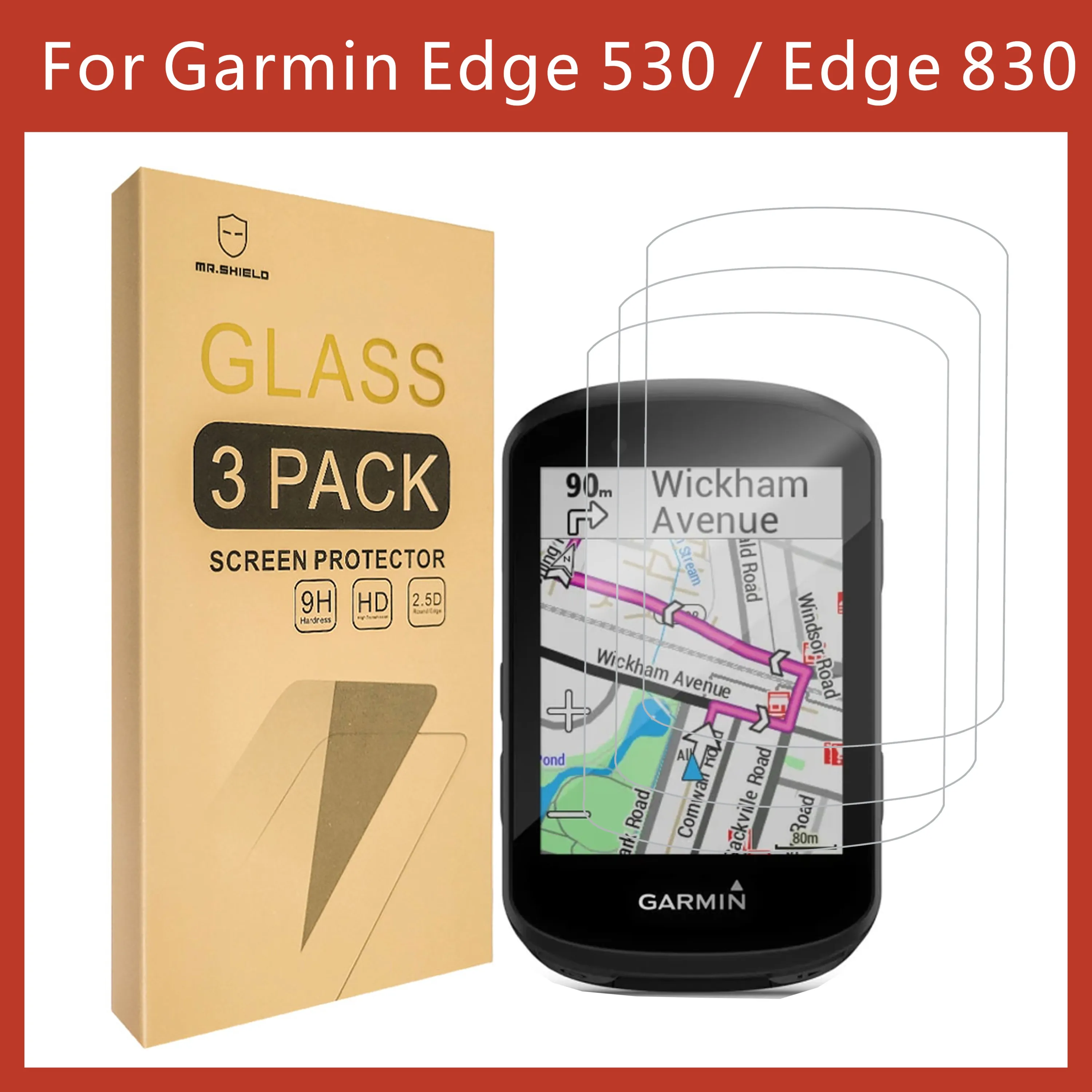 

Mr.Shield [3-Pack] Screen Protector For Garmin Edge 530 and Edge 830 [Tempered Glass] [Japan Glass with 9H Hardness]