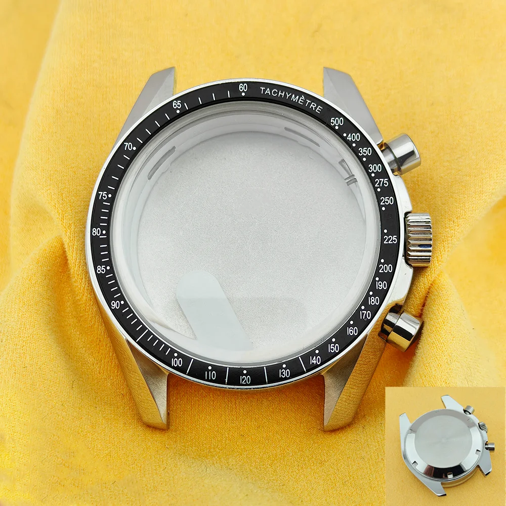 Moon Pattern Stainless Steel Chronograph Watch Case, 39.7mm