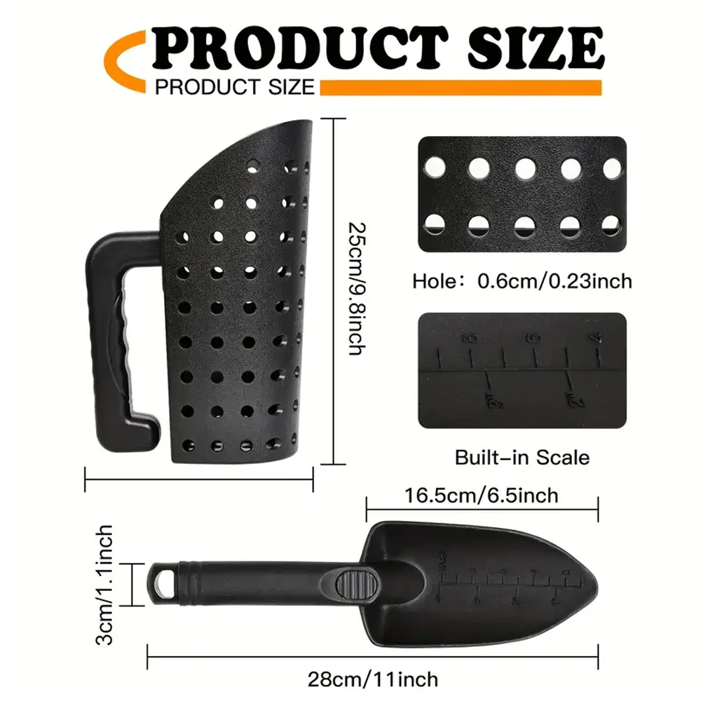 Metal Detector Sand Scoop Shovel Set Stainless Steel Beach Digging Filter Tool for Underground Metal Treasure Detecting