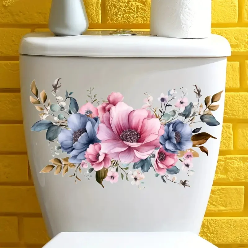 Floral Toilet Stickers Decoration for Living Room, Bedroom, and Home Decor Flowers Wall Decals Self-Adhesive