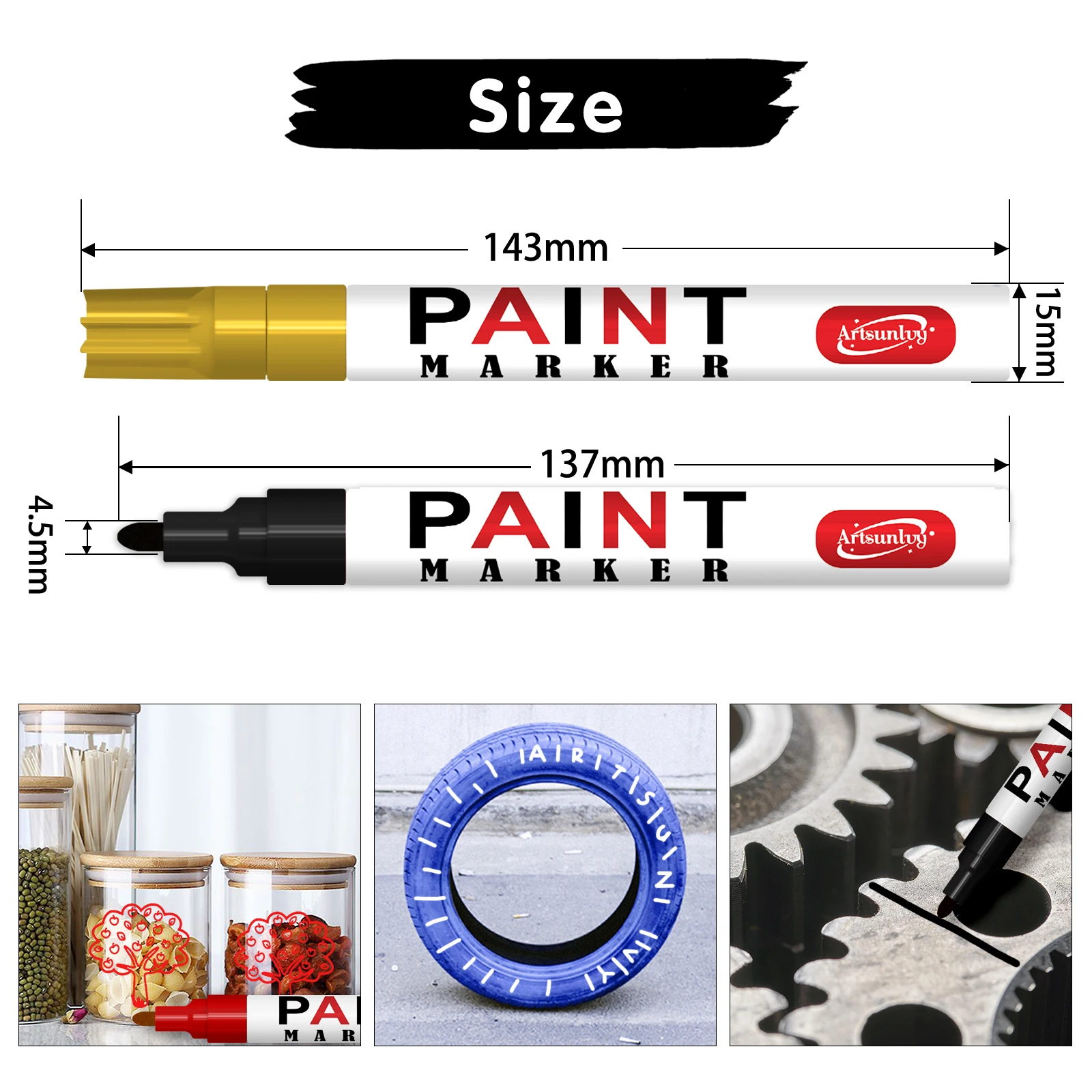Paint Pens Permanent Markers Gold white black red silver Oil Based Quick Dry Waterproof Markers for Tire Wood Rock Metal Plastic permanent marker pen marker pens permanent marker permanent markers markers pen