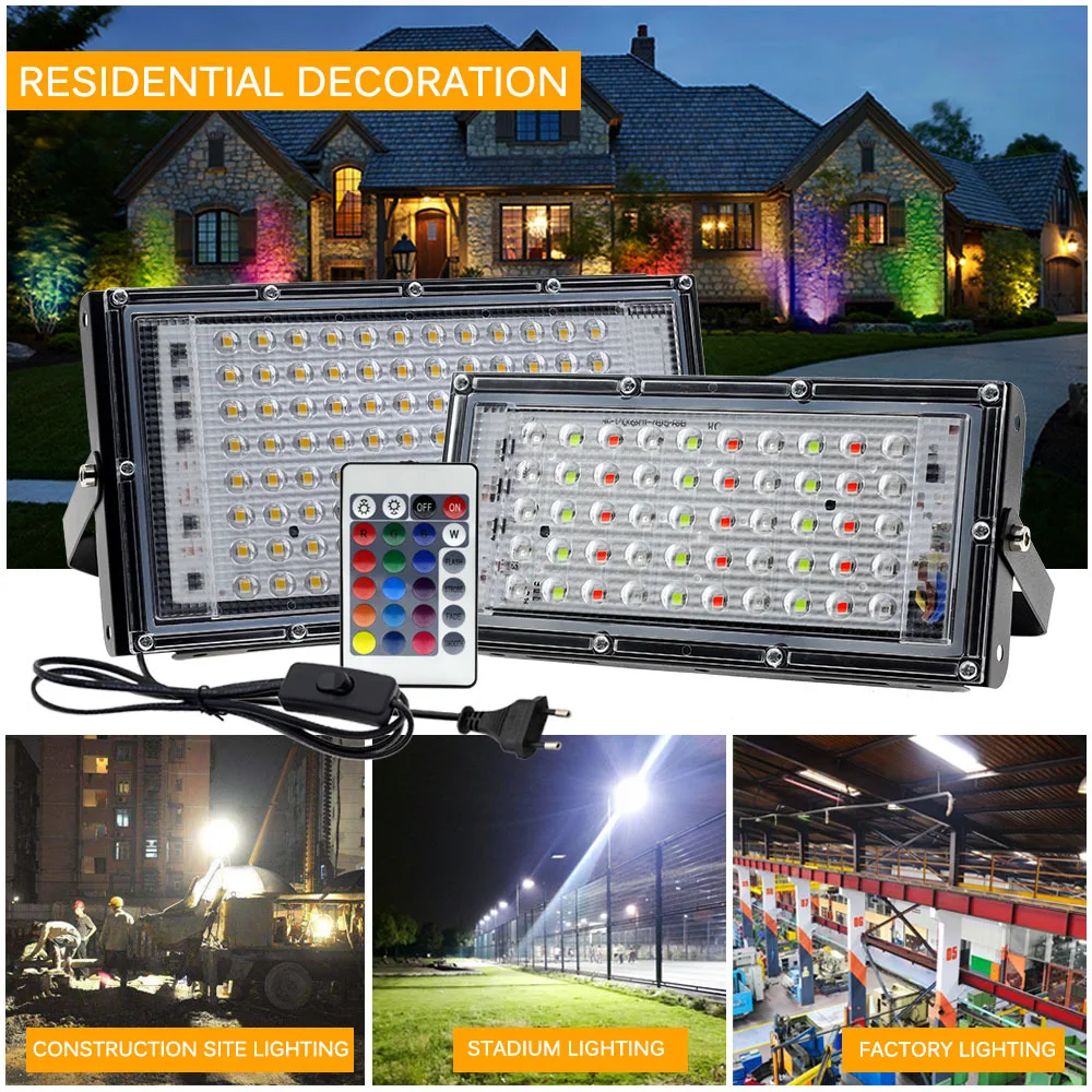 รูปสินค้า ไฟสปอร์ตไลท์ LED ส่องสว่างกลางแจ้ง 50-100W กันน้ำ IP65