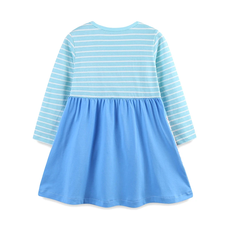 Kids Clothes 2025 Autumn Spring Children's Clothing Girls Long Sleeves Cartoon Flowers Casual Unicorn Dress Cotton