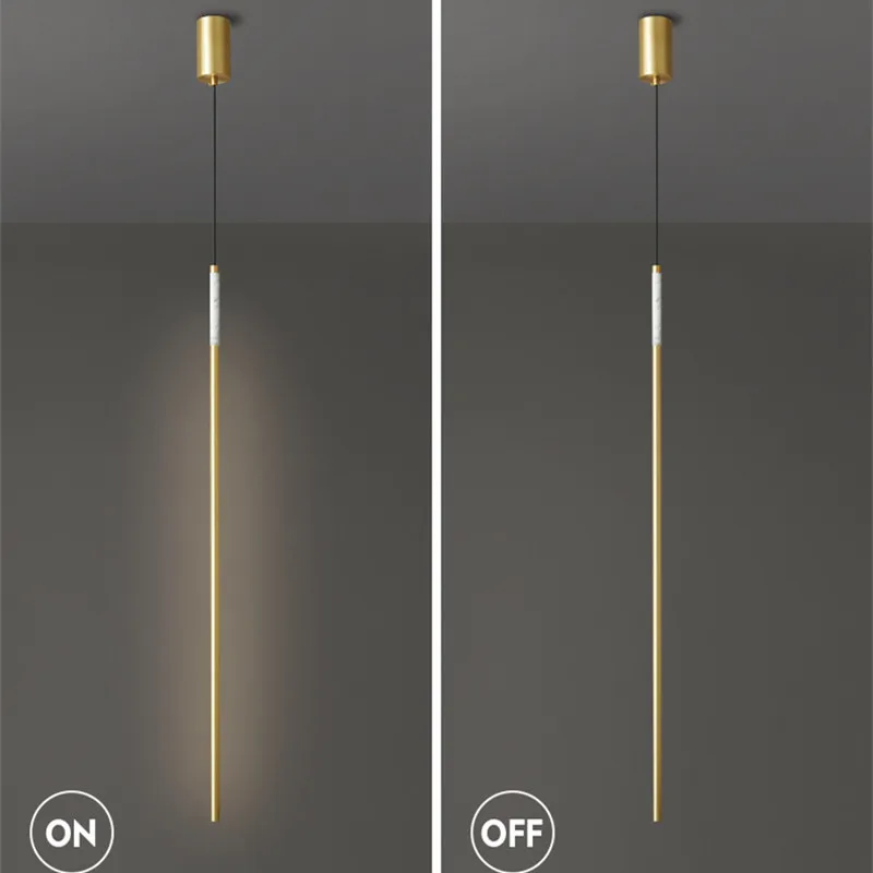 

All Bronze Nordic Bedside Chandelier Long Line Living Room Background Wall Lamp Long Bar Designer Pendant Bedroom Bedside