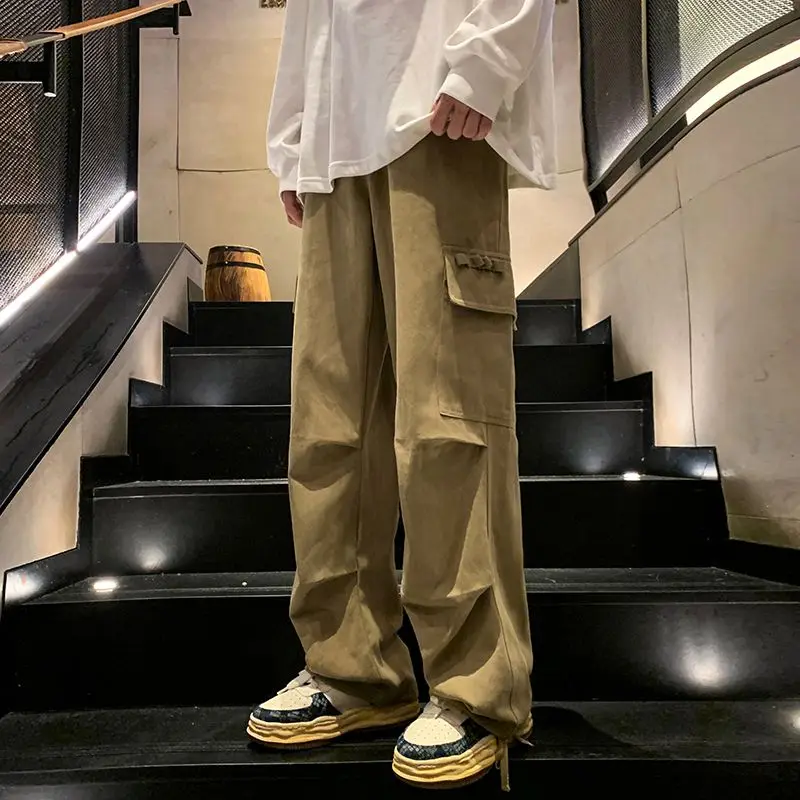 

2023 Baggy Black Oversize Men's Cargo Pants Japanese Streetwear Straight Trousers HipHop Male Vintage Loose Casual Trousers A78