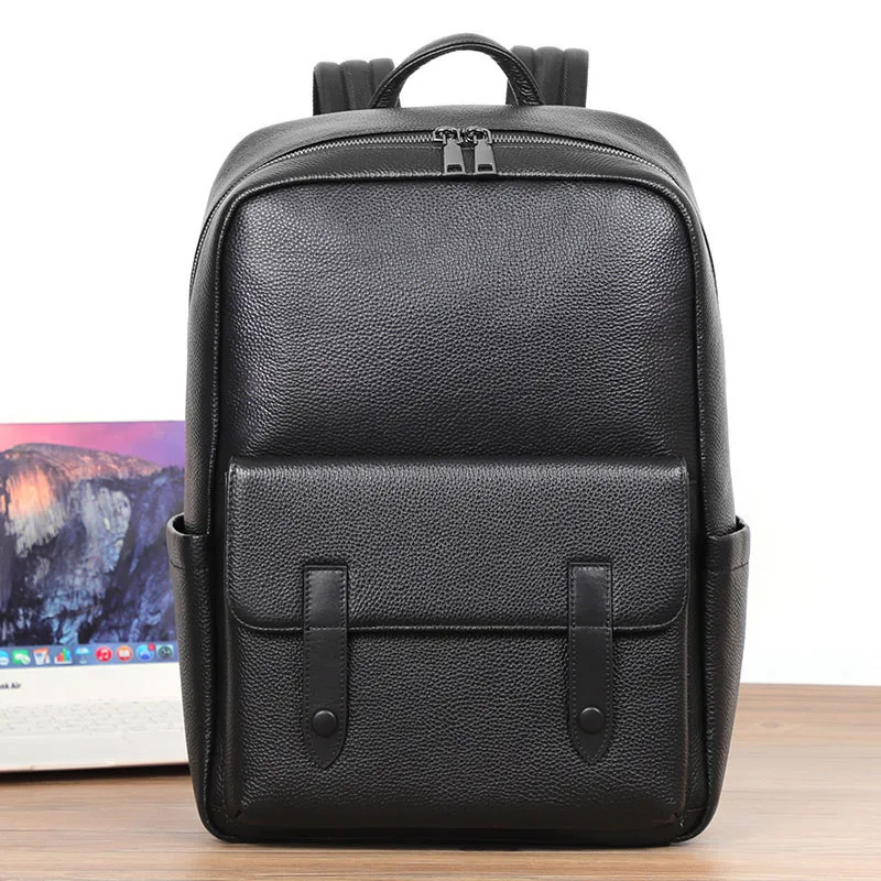 High Quality Genuine Leather Men's Backpack Large Capacity Laptop Bag School Backpack Male Shoulder Bag Leather Travel Backpacks 3