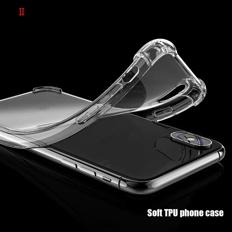 Shockproof Silicone Crossbody Case with Strap - Transparent Cover