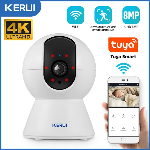 KERUI 5MP 8MP 4K HD Tuya Smart Mini WiFi IP Camera Indoor Wireless Security Home CCTV Surveillance Camera With Auto Tracking 1
