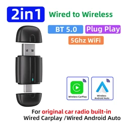 Wireless CarPlay & Android Auto Smart Mini Box with USB Type - C - Plug & Play WiFi Fast Connect Car Adapter (Black)