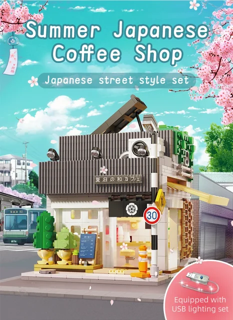 1116Pcs Cada LED City Japanese Style Summer Restaurant Coffee 