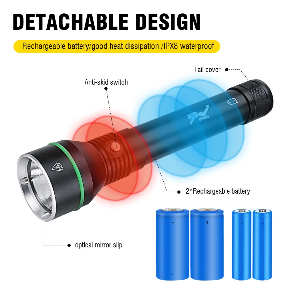 Description Picture 3 of itemBORUiT S5 Diving Flashlight Underwater 110M Professional Scuba Diving Light Waterproof Submersible Lighting At Night Submersible