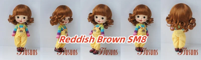 JD164 Kurze Lady Curls Synthetische Mohair BJD Perücken 5-6" 6-7" 7-8" 8-9" 9-10" 10-11" YOSD MSD SD DOD QBaby Blythes Puppenzubehör – Detail 35