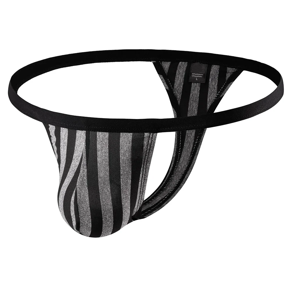 

Men Striped Print Thongs Underwear Sexy Bulge Pouch G-String U Convex Underpant Fashion Stripe Homme Slip Low Waist T-Back Thong