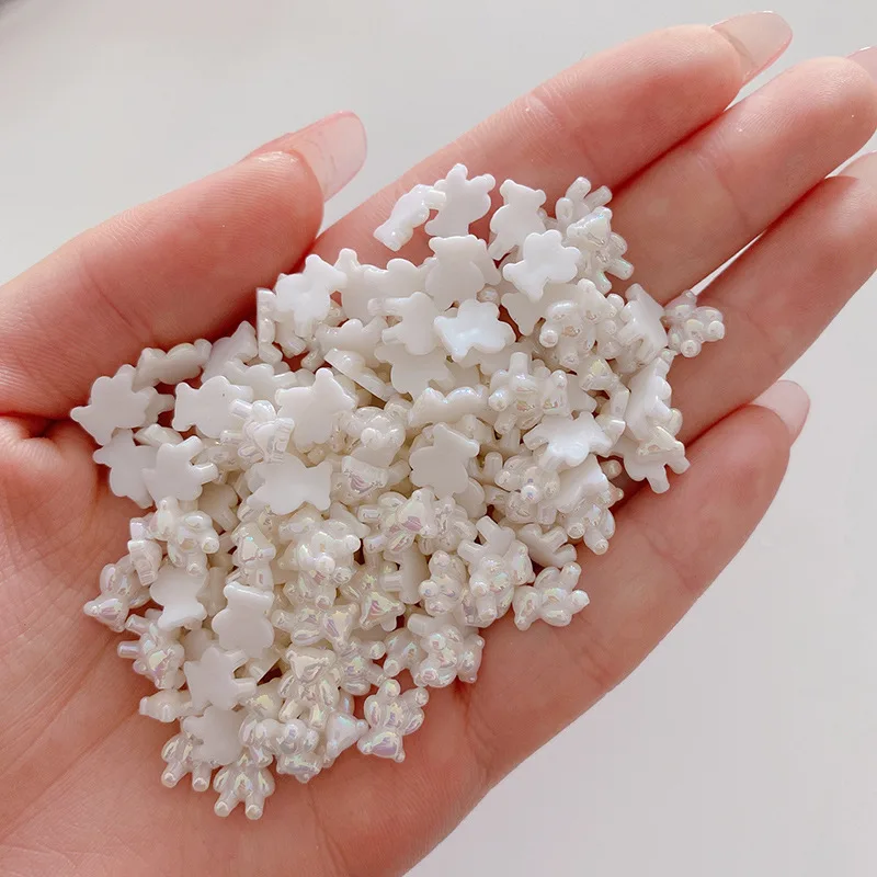 만화 곰 라인스톤 주얼리 네일 장식, 3D 카와이 송진 베어 네일 아트 참 부품, DIY 네일 용품 액세서리, 10 개