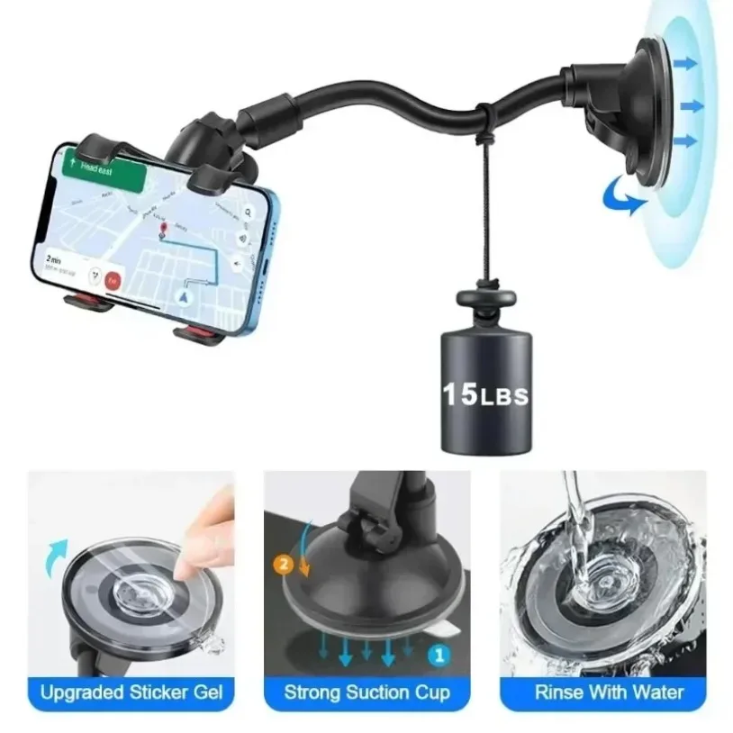 Universal 360 Degree Rotation Car Phone Holder Windshield Dashboard Mount Lazy Bracket Flexible Navigation Stand Accessories