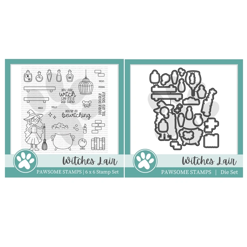 

Pas New 2022 Witches Lair Halloween Clear Stamp Set Scrapbooking for Paper Making Metal Cutting Dies Frames Card Craft