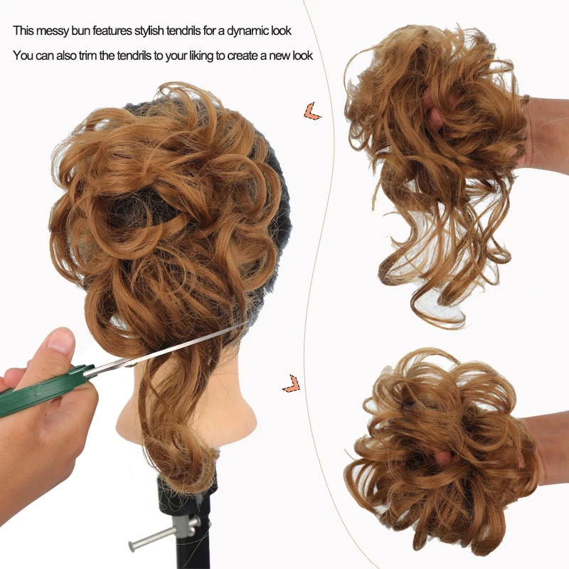 LUPU Synthetic Messy Chignon Donut Hair Bun Ponytail Extensions Scrunchies Elastic Rubber Hair Band Hair Ties Curly Hairpiece