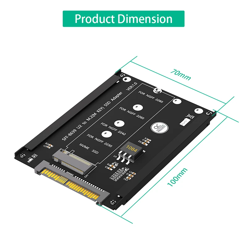 프레임 브래킷 포함 M.2 NVME M 키 SFF-8639 U.2 어댑터 카드 라이저, M2-U2 컨버터, 2230 2242 2260 2280 M2 NVME SSD 지원