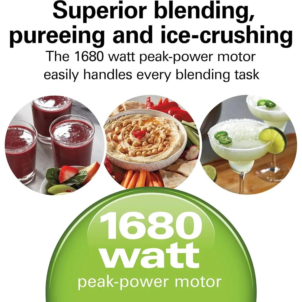 PowerMax Professional-Performance Blender for Shakes and Smoothies, Puree and Ice Crush, 48oz BPA-Free Glass Jar, 1680 Peak