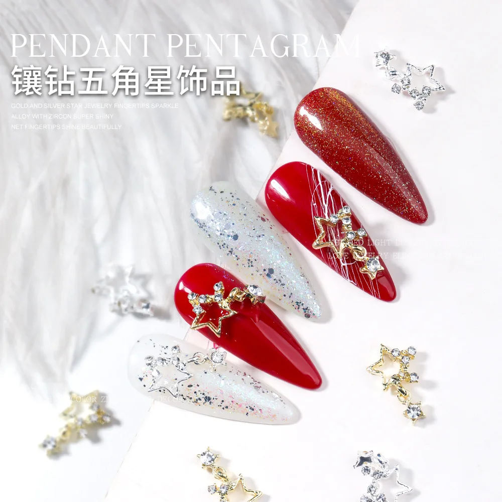 

50Pc Shiny Twinkle-Star Rhinestone Nail Art Charm Gold/Silver Glitter 3d Diamonds Jewelry Press on Nails Manicure DIY Decoration