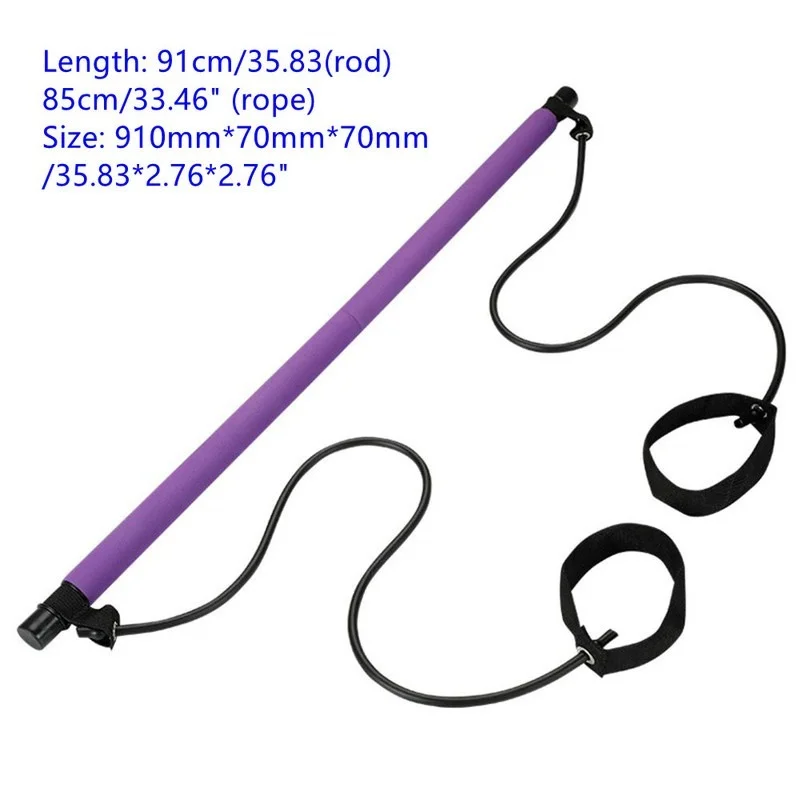 Pilates Bar Kit New Fitness Sport Pilates Bar Kit Gym Workout Stick Pilates Exercise Bar Kit with Resistance Band Body Building Puller Yoga Rope