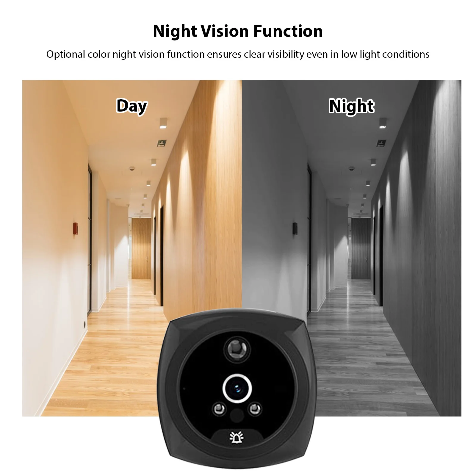 아파트 문짝 4.5 인치 구멍 카메라 초인종, 2MP LCD 디지털 뷰어, 135 도 인체 감지 컬러 초인종