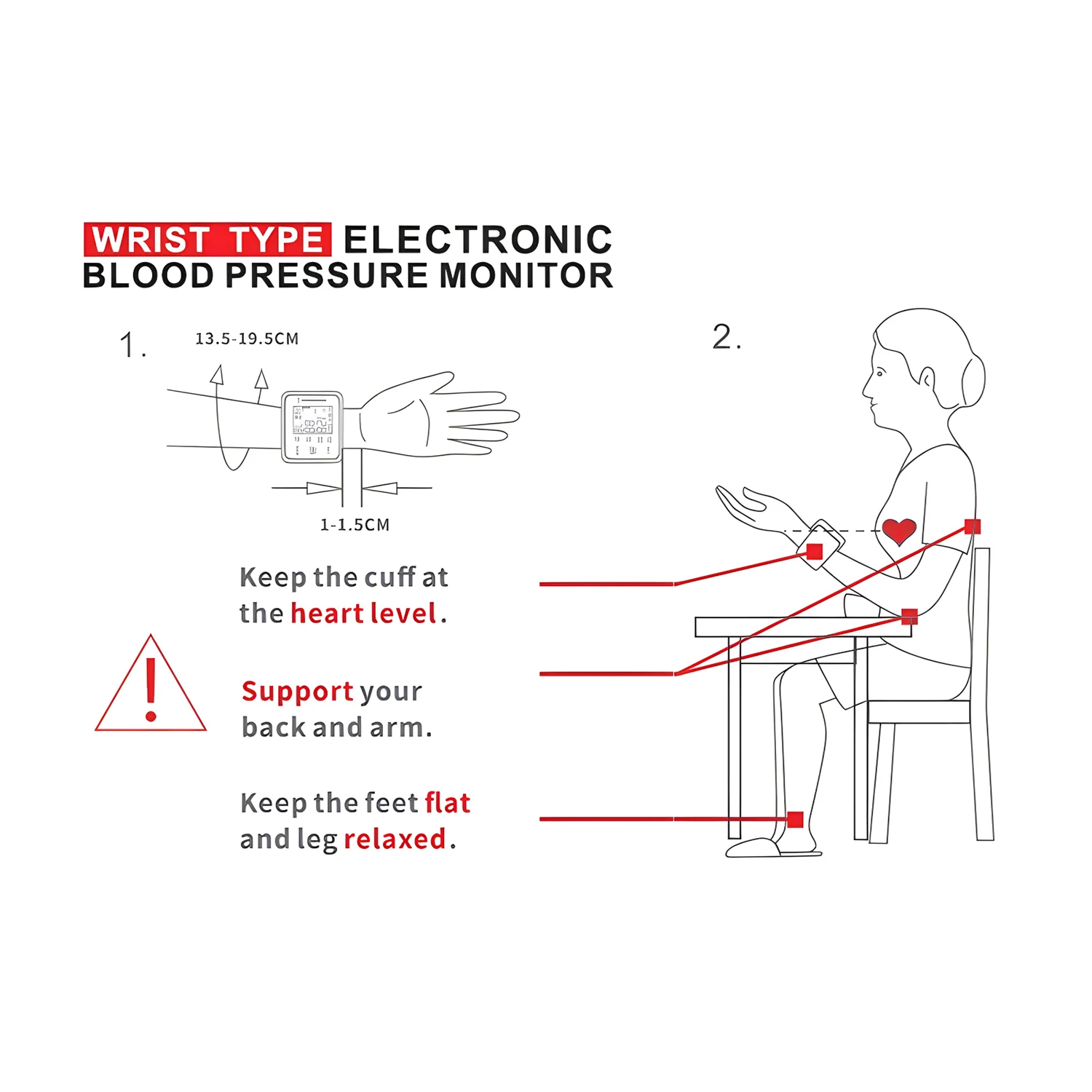 New Home LCD Digital Display Rechargeable Wrist Blood Pressure Monitor Smart Tonometer BP Monitor USB Rechargeable blood pressure monitor blood pressure meter