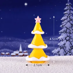 Christmas Skiing Animal Miniature Figurine - Festive Decoration & Resin Craft Ornament (Yellow Tree)