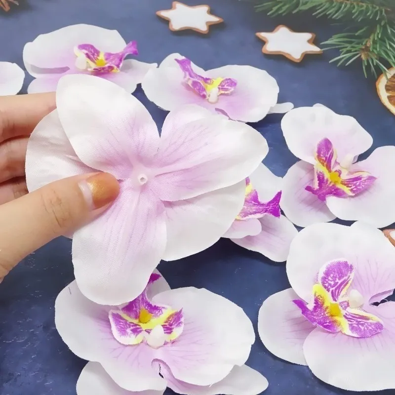 Set of 10 Elegant Butterfly Orchid Silk Blooms