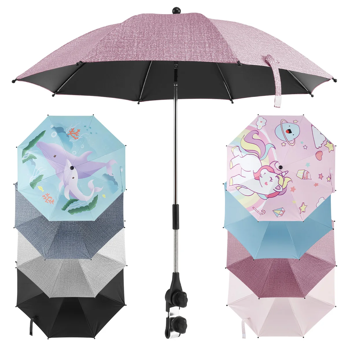 Universal Baby Car Pram Umbrella 360 Degrees Adjustable Shade Umbrella UV Sun Rain Protection Parasol Baby Carriages mini umbrella