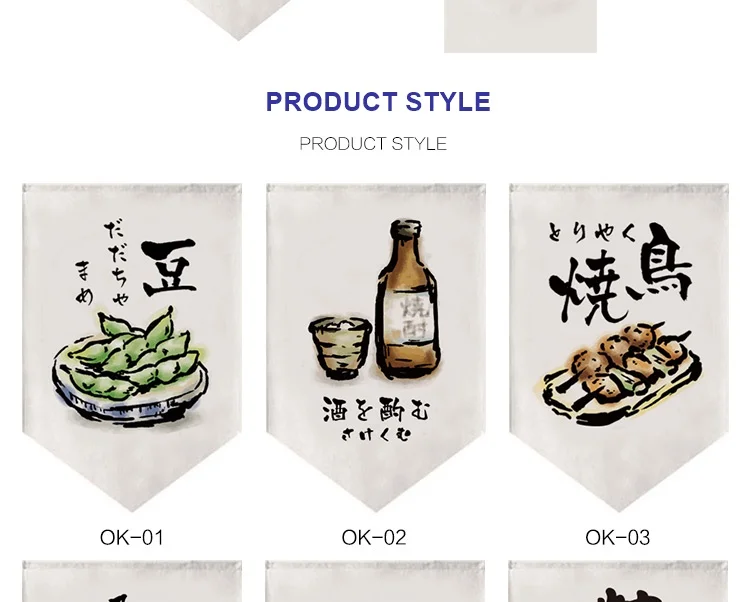 Sushi Restaurant Shop Kurzen Vorhang Japanischen Hängen Vorhang Tür Dreieck Flagge Küche Druck Noren Sushi Izakaya Wohnkultur – Detail 4