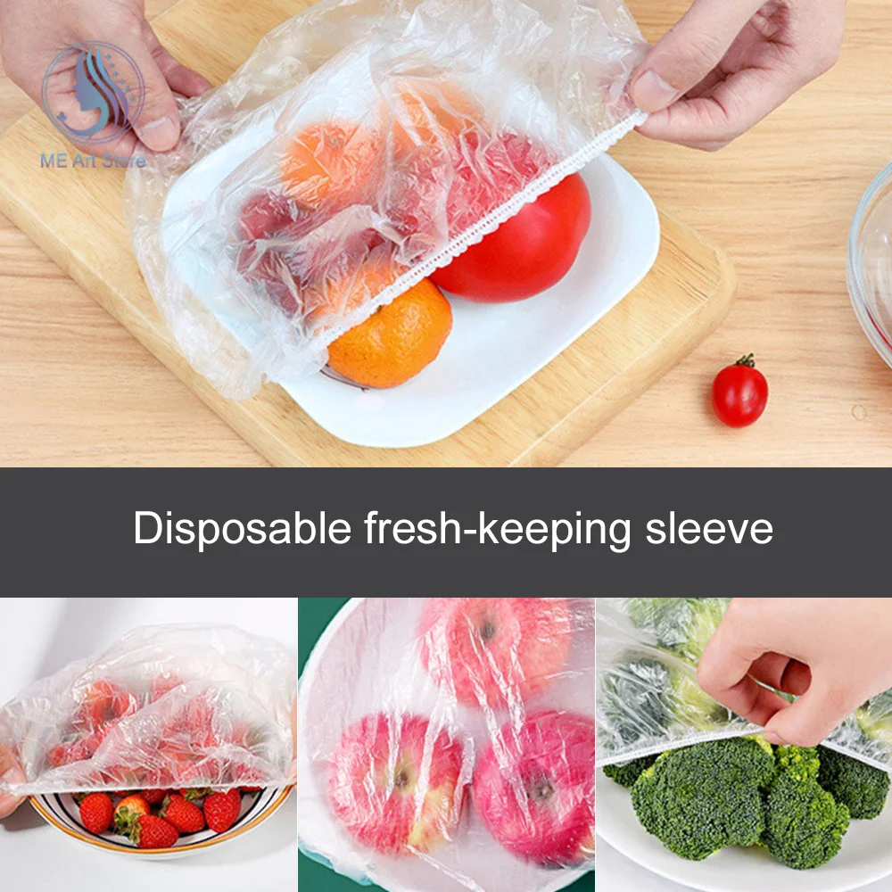 Disposable Food Cover, Food Wrap Storage Cover, Elastic Food Cover Bag,  Kitchen Refrigerator Leftover Rice Fruit Food Plastic Sealed Fresh Cover,  Anti-odor Leak-proof Dust-proof Freezer Cover, Fresh Keeping Cover, Kitchen  Accessories 