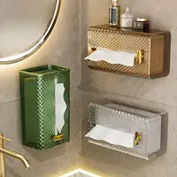 Tissue Box Holder Wall Mounted Modern Tissue Organizer Toilet Tissue Storage for Restroom Office Living Room Restaurant Desk 1