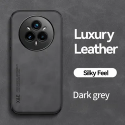 Luxurious Leather Phone Case with Car Magnetic Holder and Soft TPU Frame for Realme 14Pro Plus 5G (Dark grey)