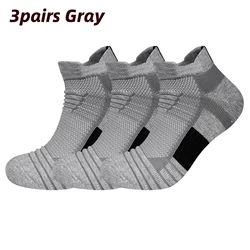 Men's Anti-Slip Cycling and Sports Compression Ankle Socks - Black & White - US 7-10 EUR40-45 (3pairs Gray)